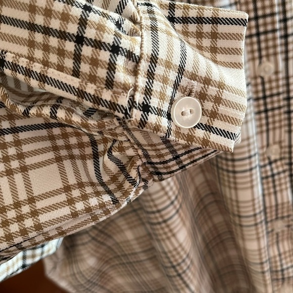 PrettyLittleThing Ivory,Beige & Black Plaid Ruffle Collar, Shirt Dress Size 10 - Picture 8 of 10